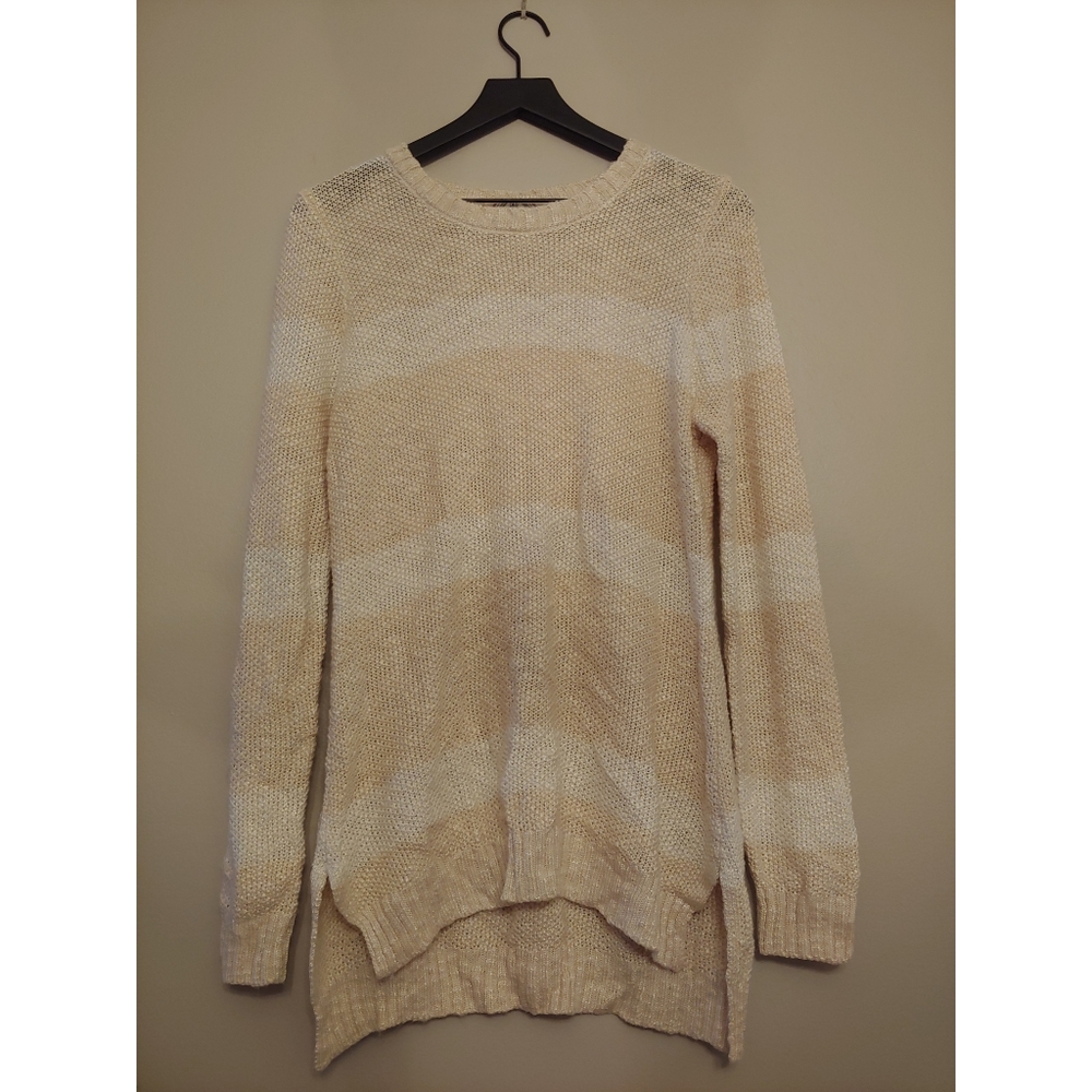 Large Cream & White Striped Sweater